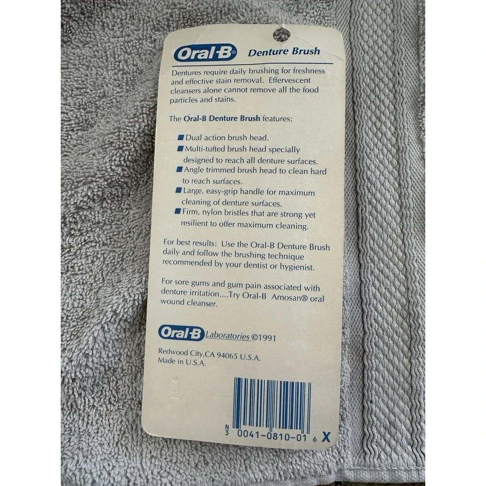 Oral-B Denture Dual Head Denture Brush NOS 1991 Vintage Red Movie Prop